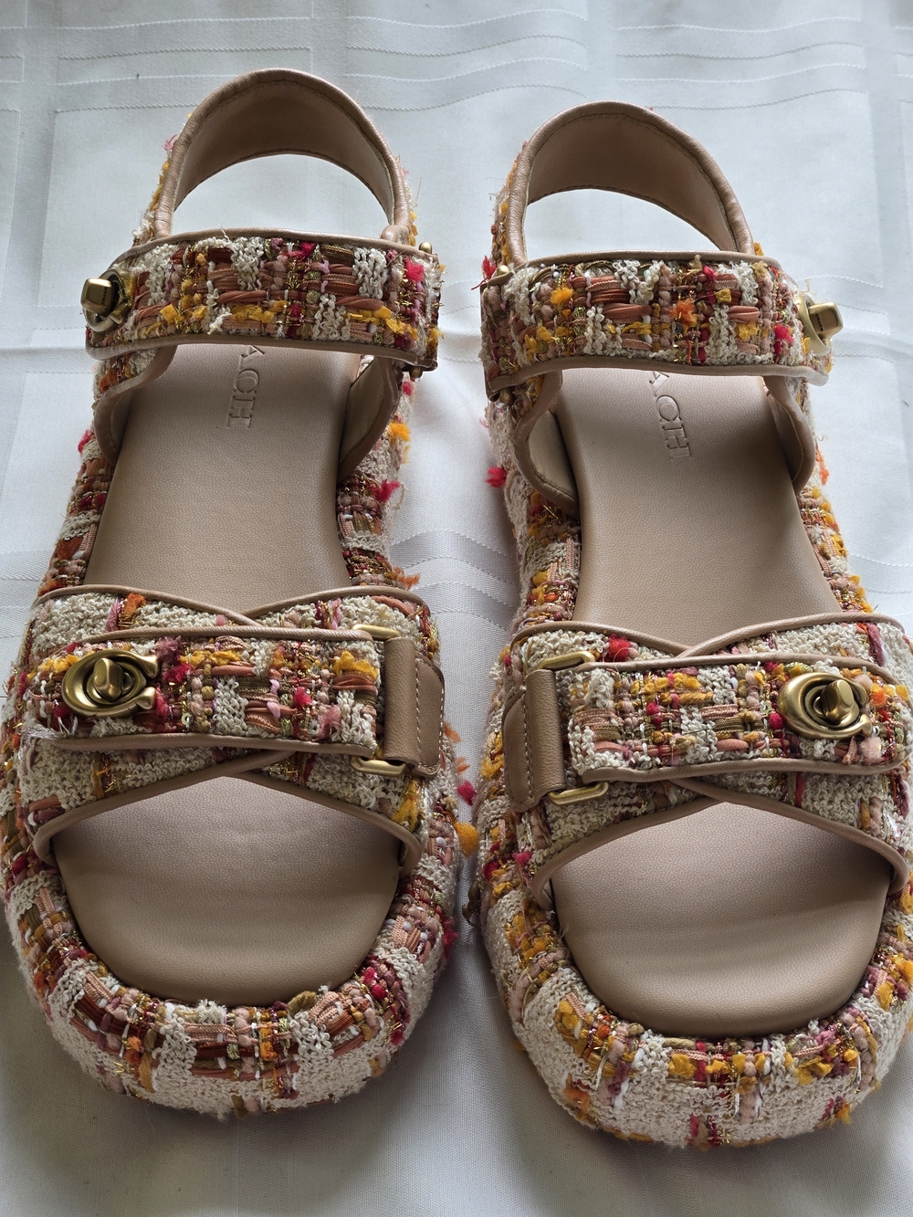 Coach Multicolor Tweed Platform Sandals - Picture 11 of 12